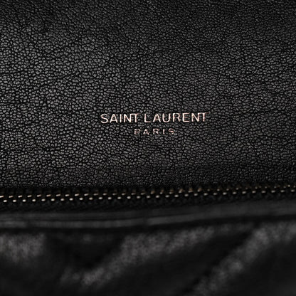 Saint Laurent Sheepskin Matelasse Chevron Monogram Medium College Bag Black 5 of 9