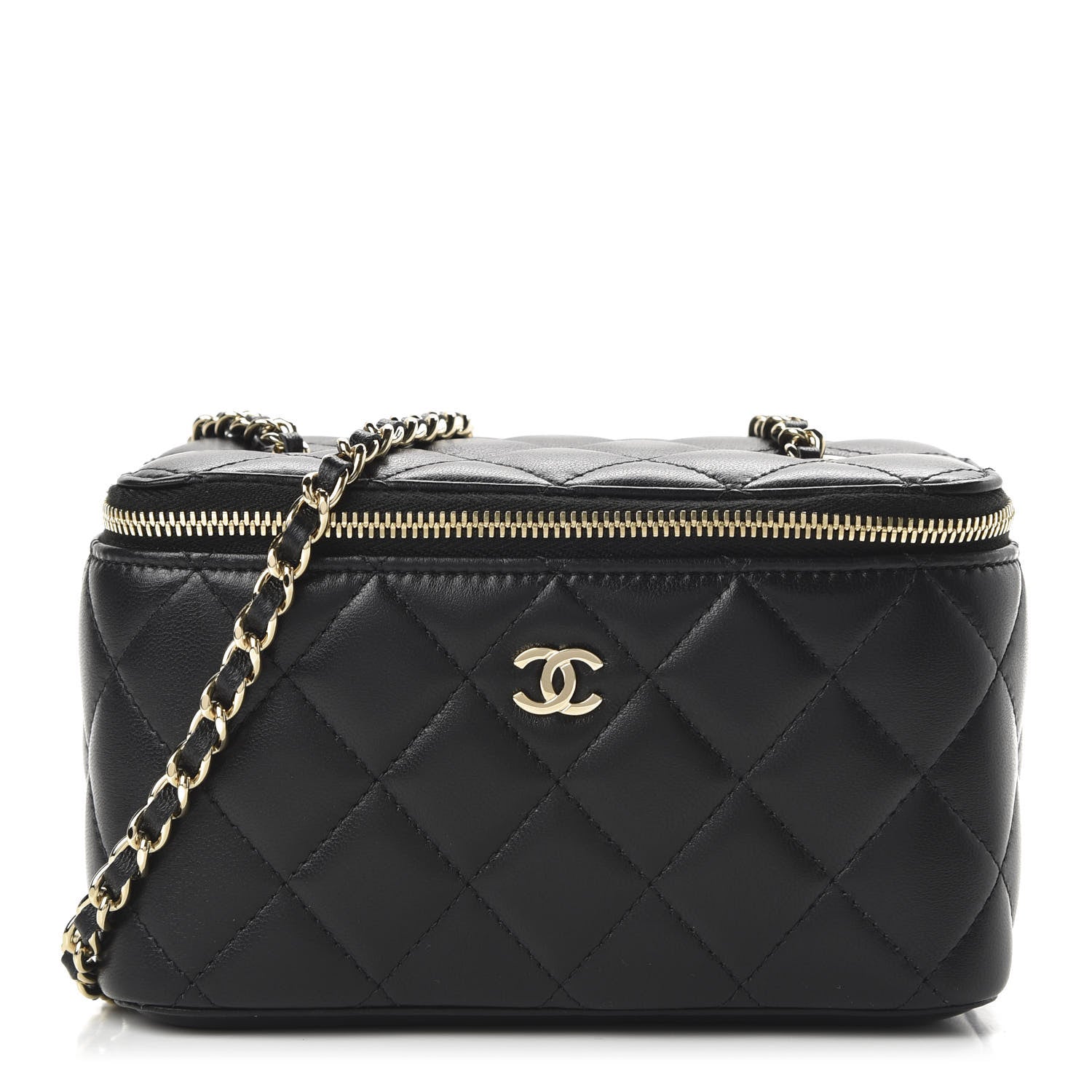 Chanel Lambskin Quilted Small Vanity Case With Chain Black 1 of 10