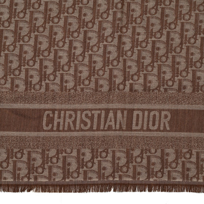 Christian Dior Wool Cashmere Oblique Shawl 140 Brown 2 of 3
