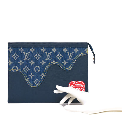 Louis Vuitton X NIGO Taurillon Monogram Denim Drip Pochette Voyage MM Blue 2 of 9