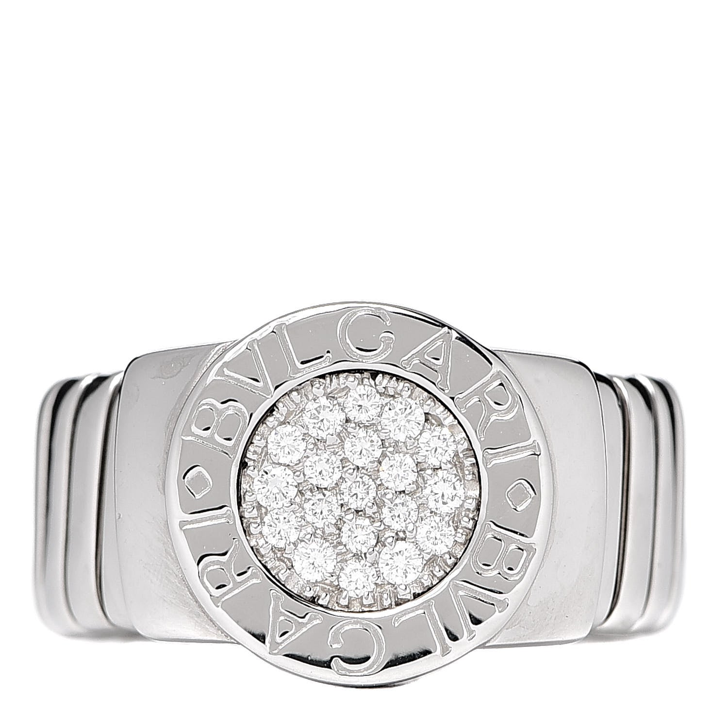 Bulgari 18K White Gold Diamond Tubogas Ring 52 6 1 of 5