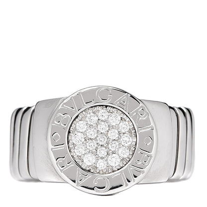 Bulgari 18K White Gold Diamond Tubogas Ring 52 6 1 of 5