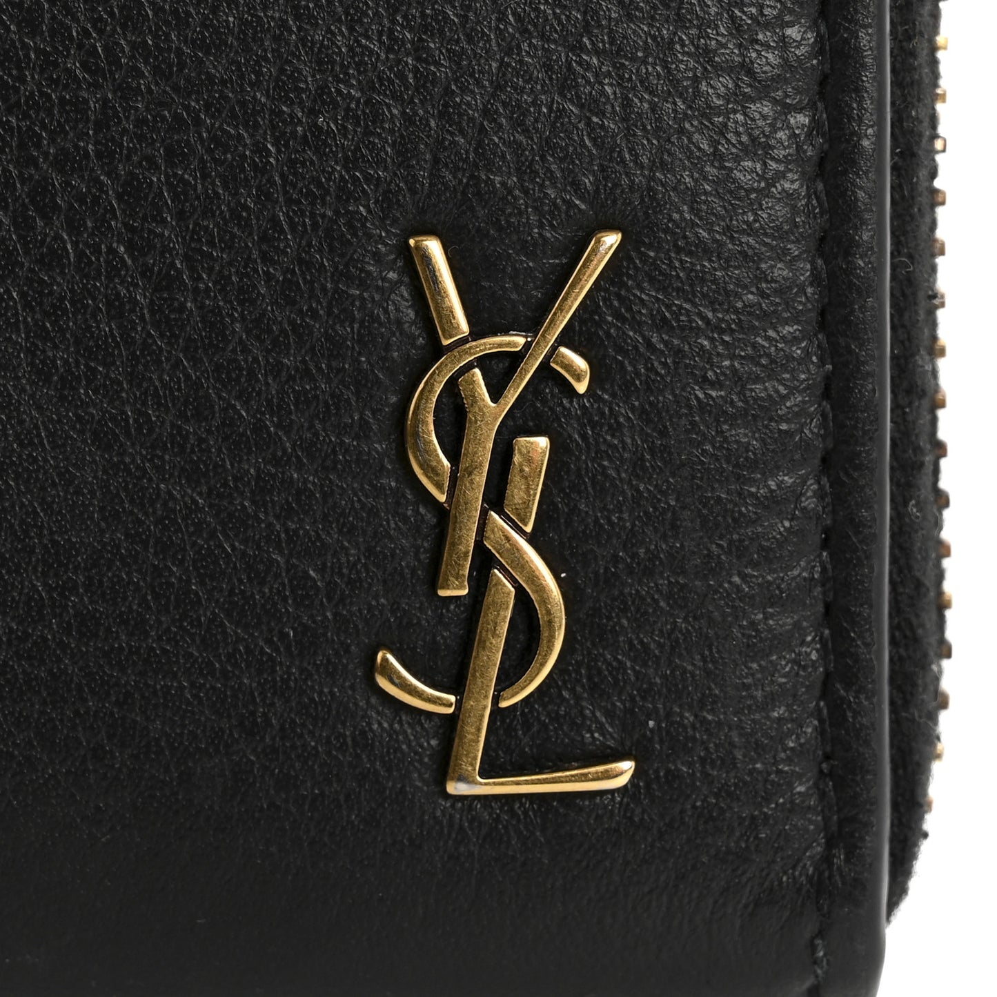 Grained Calfskin Zip Around Wallet Black