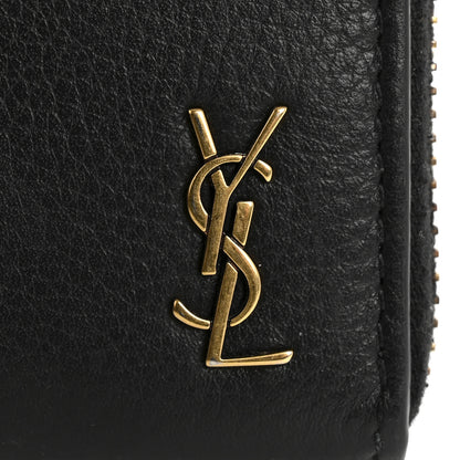 Saint Laurent Grained Calfskin Zip Around Wallet Black 8 of 12
