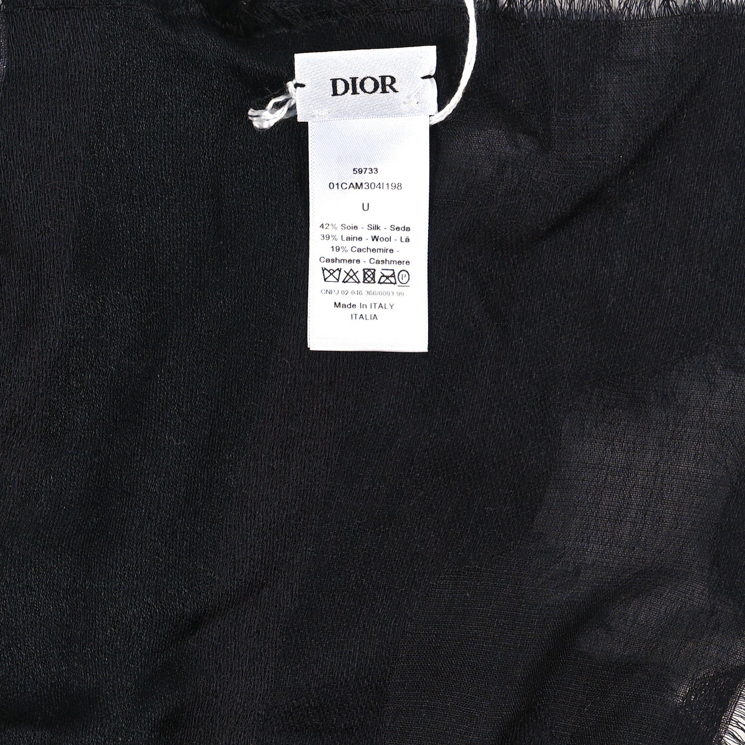 Christian Dior Silk Wool Cashmere Dior Camouflage Stole Black 3 of 3