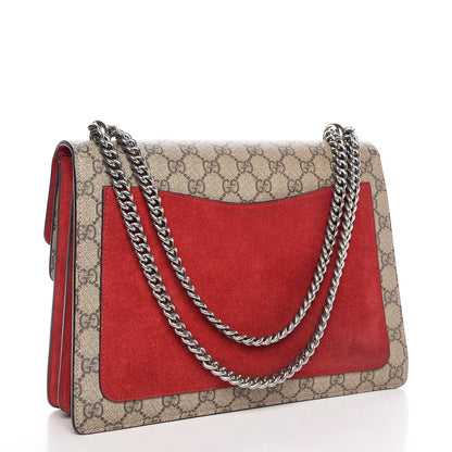 Gucci GG Supreme Monogram Suede Cudu Medium Dionysus Shoulder Bag Beige Ebony Vulcanic Red 4 of 15