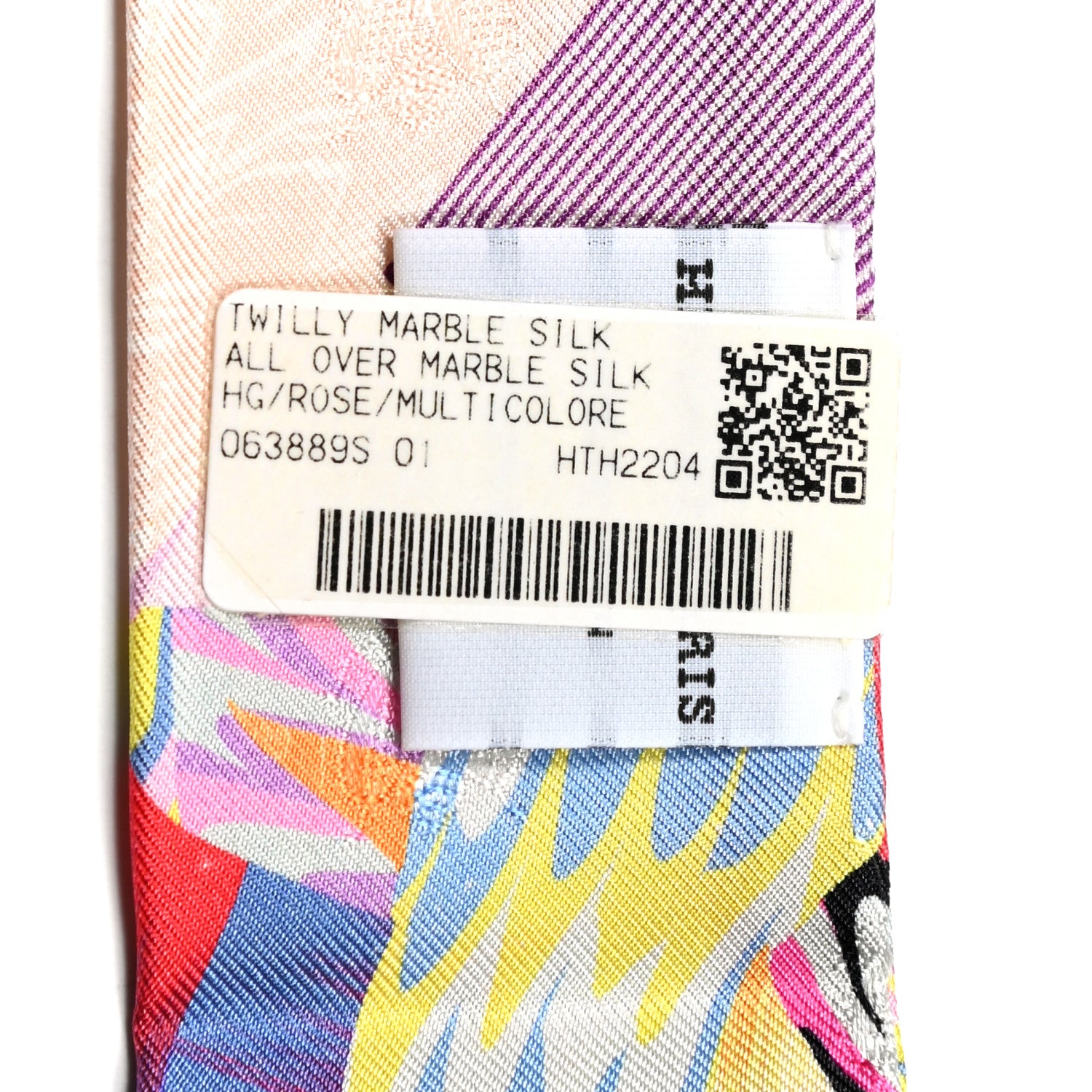 Hermes Silk All Over Marble Silk Twilly Rose Multicolor Ocre 4 of 4