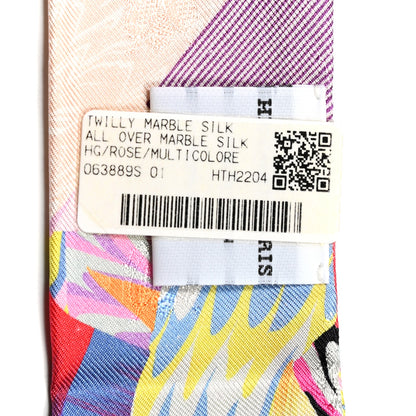 Hermes Silk All Over Marble Silk Twilly Rose Multicolor Ocre 4 of 4