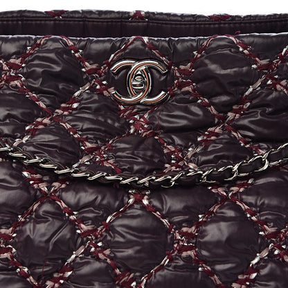 Chanel Nylon Quilted Tweed Stitch Bubble Tote Plum 15 of 15