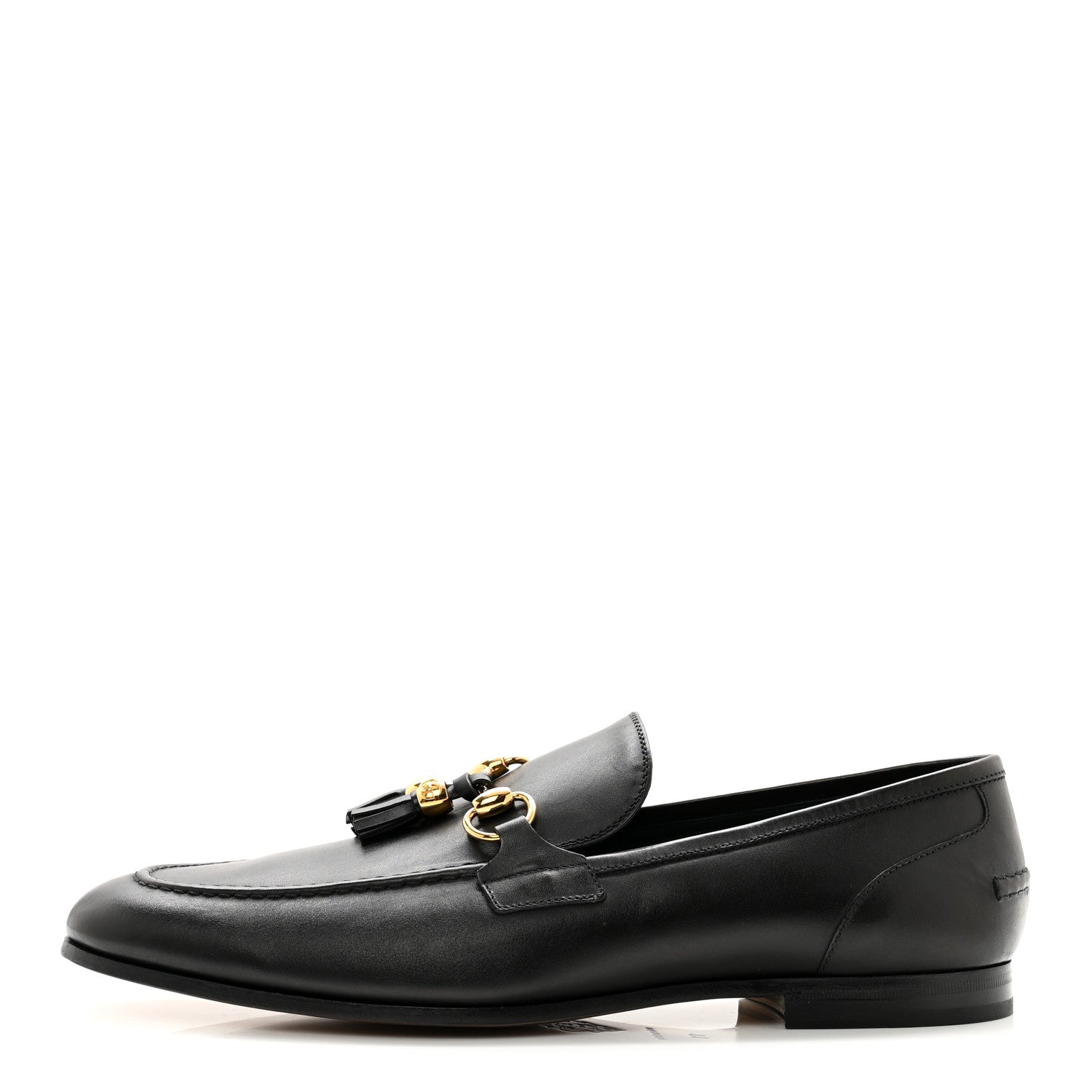 Gucci Calfskin Horsebit Mens Jordaan Tassel Loafers 11 Black 1 of 9