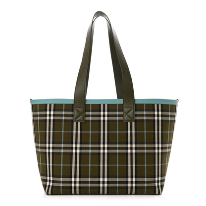 Burberry Cotton Check Medium London Tote Bag Olive Green 1 of 13