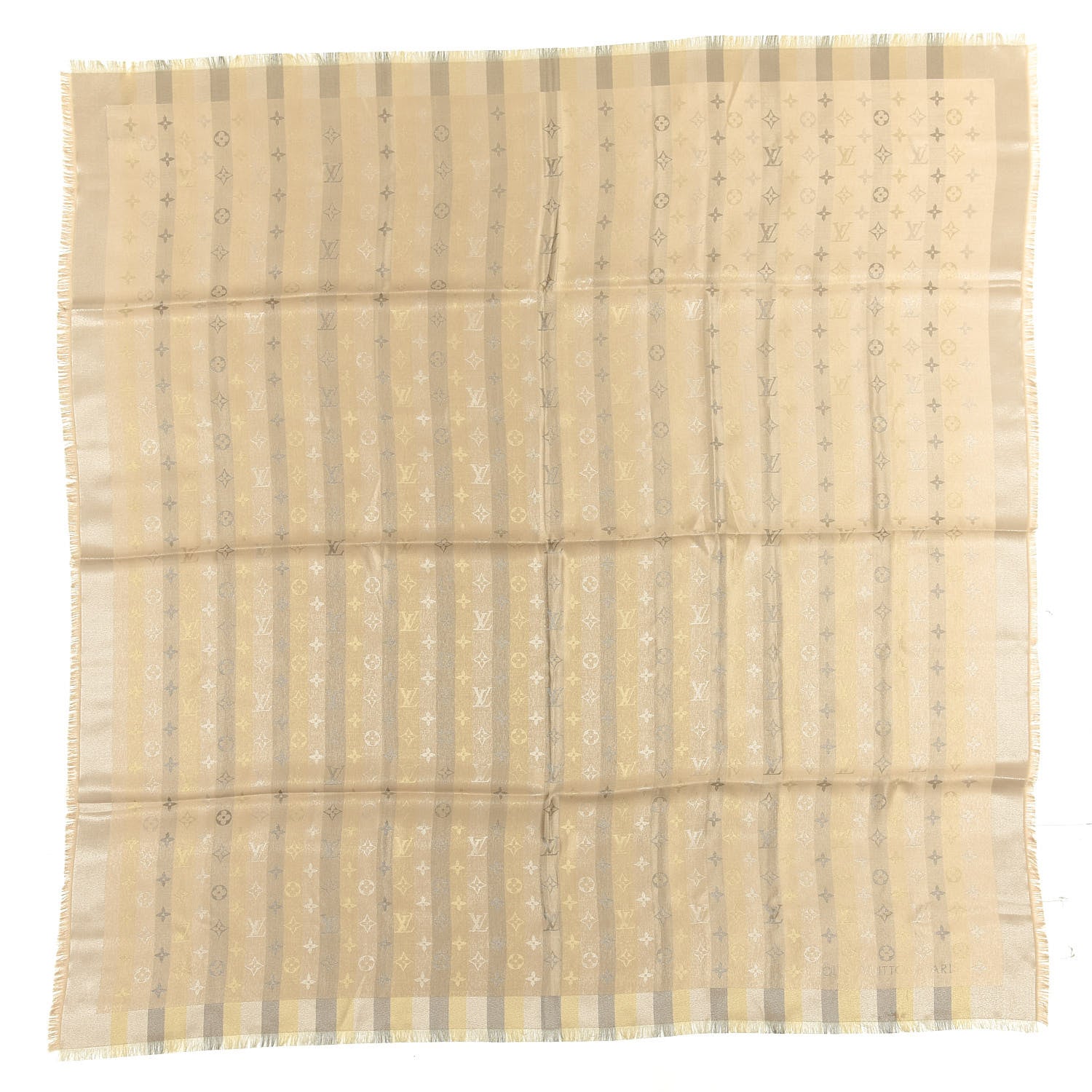 Louis Vuitton Silk Lurex Wool So Shine Monogram Shawl Beige 1 of 3