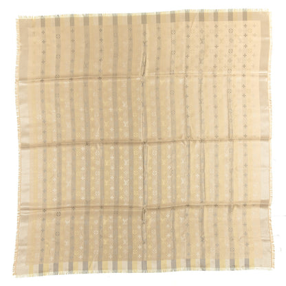 Louis Vuitton Silk Lurex Wool So Shine Monogram Shawl Beige 1 of 3