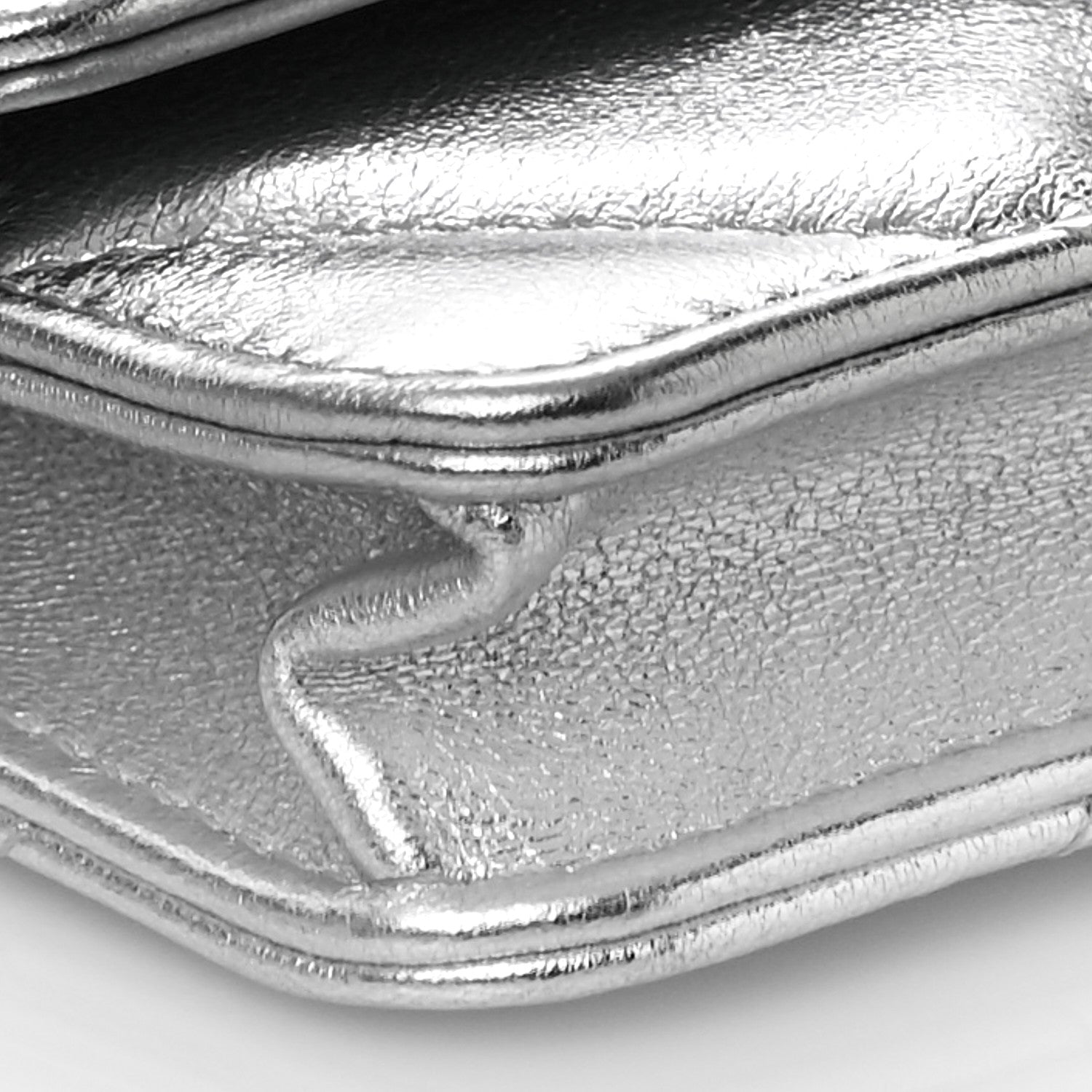 Chanel Metallic Lambskin Quilted Chanel 19 Flap Purse Vanity With Chain Silver 10 of 11