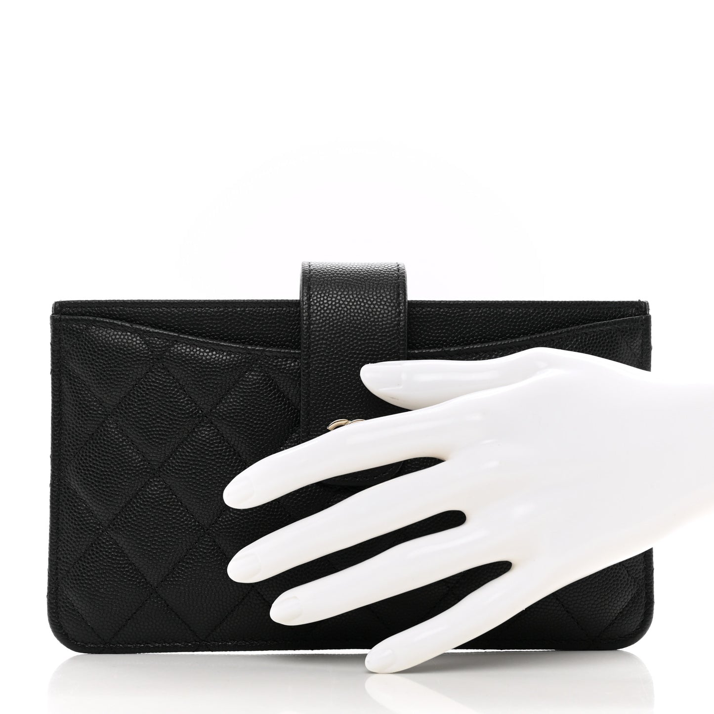 Caviar Quilted Classic Strap Pouch Black