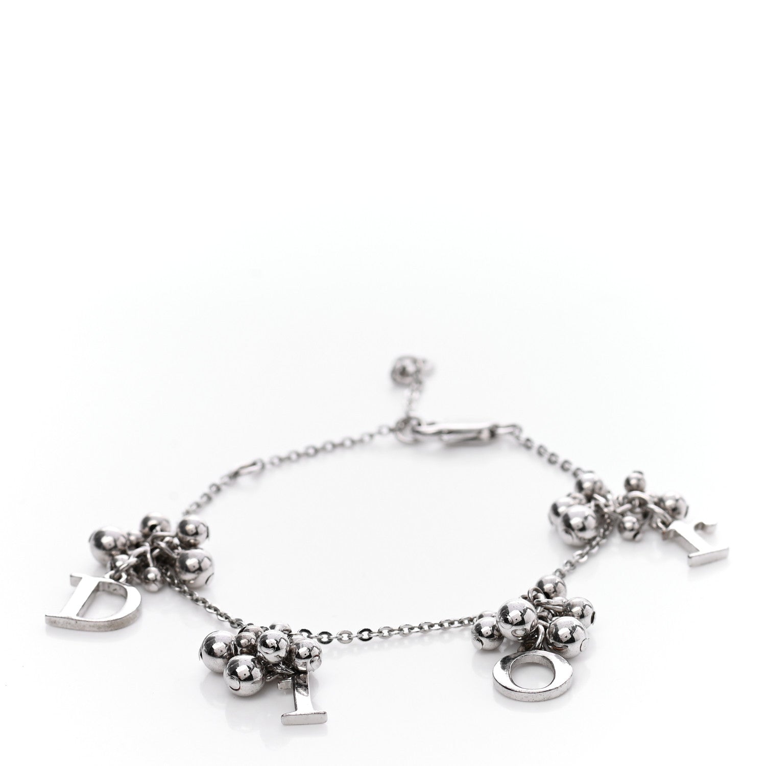 Christian Dior Metal Logo Charm Bracelet Silver 1 of 6