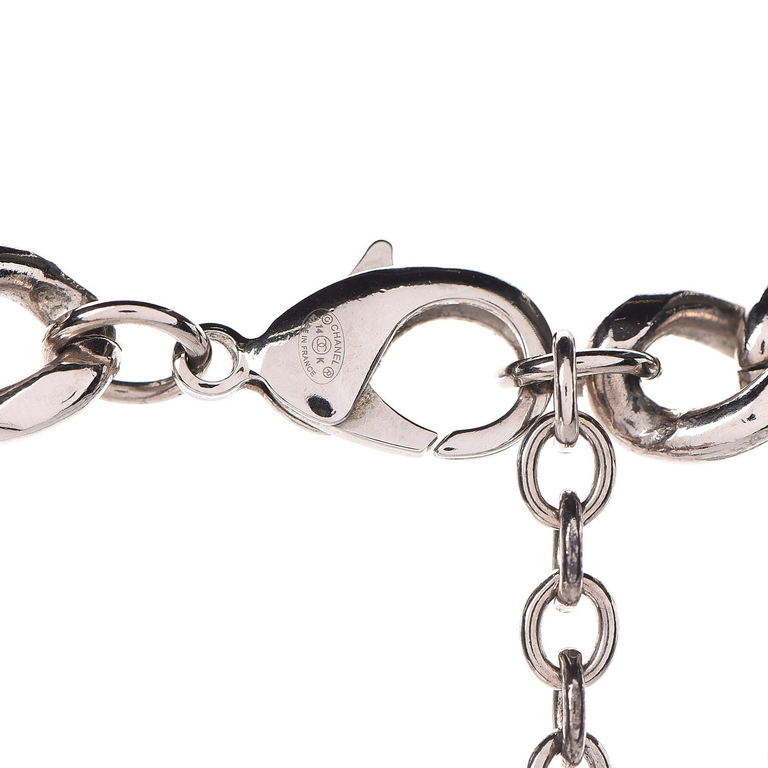 Chanel Resin CC Oversized Padlock Chain Necklace Silver Pearly White 5 of 7