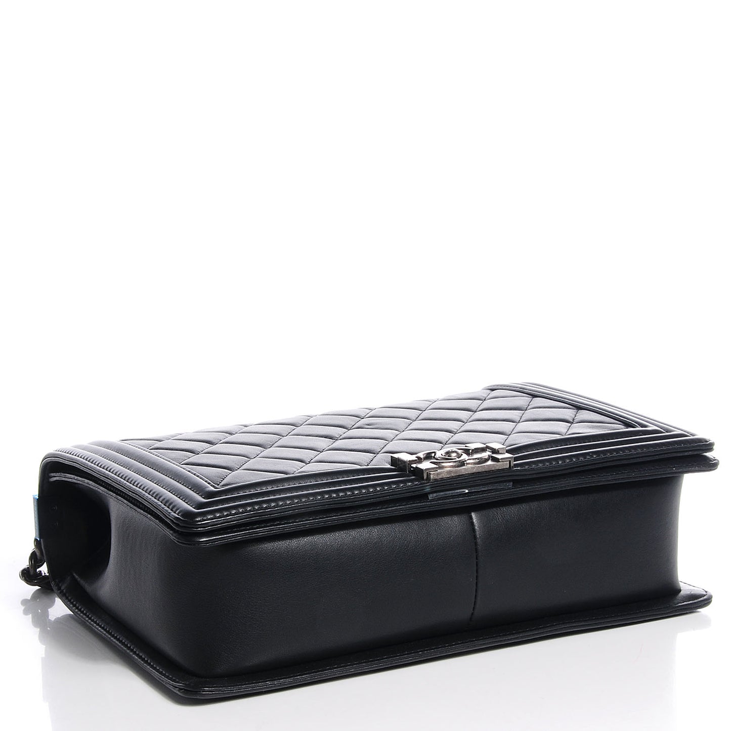 Calfskin Quilted Large Boy Flap Black