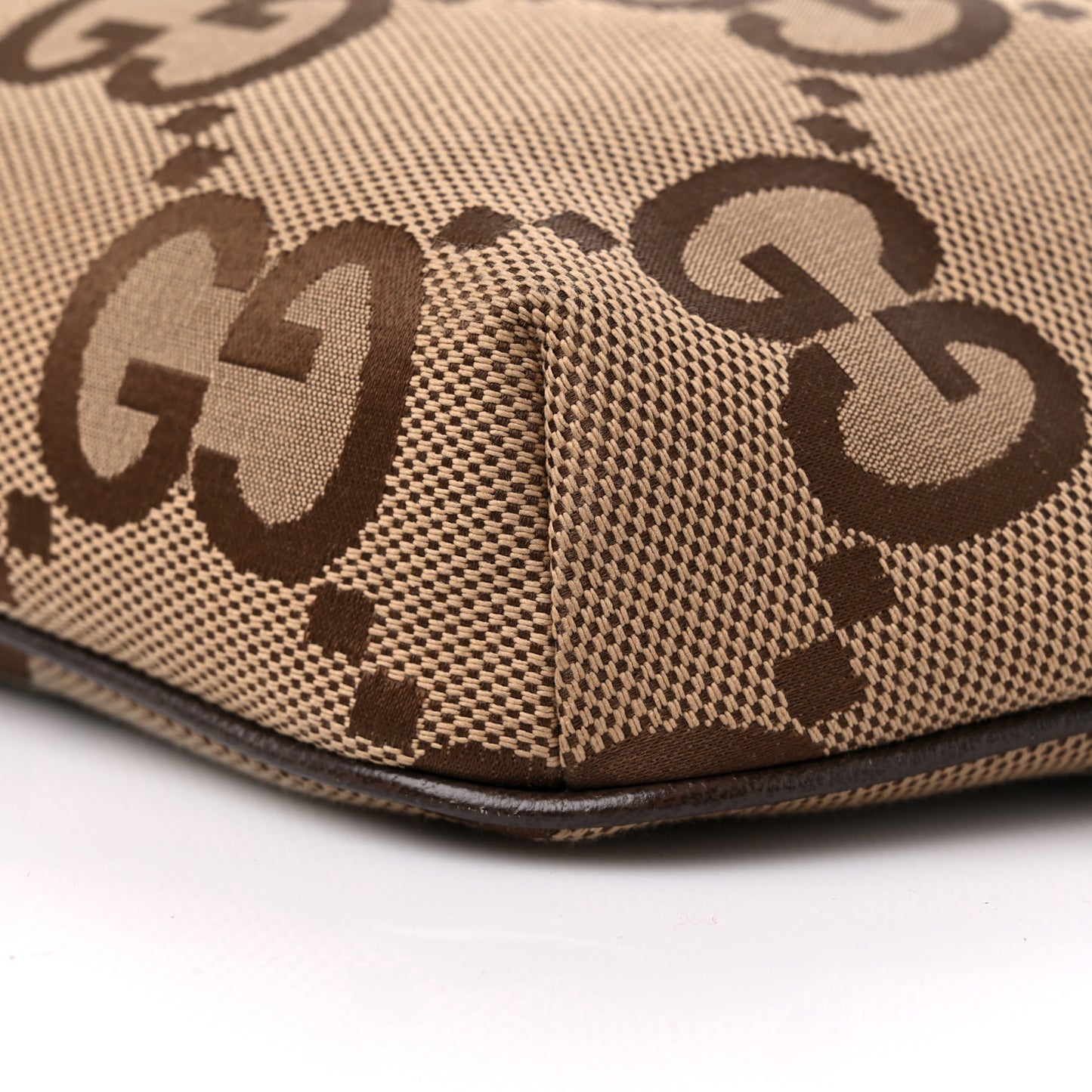 Monogram Jumbo GG Textured Dollar Calfskin Web Belt Bag Camel Ebony New Acero