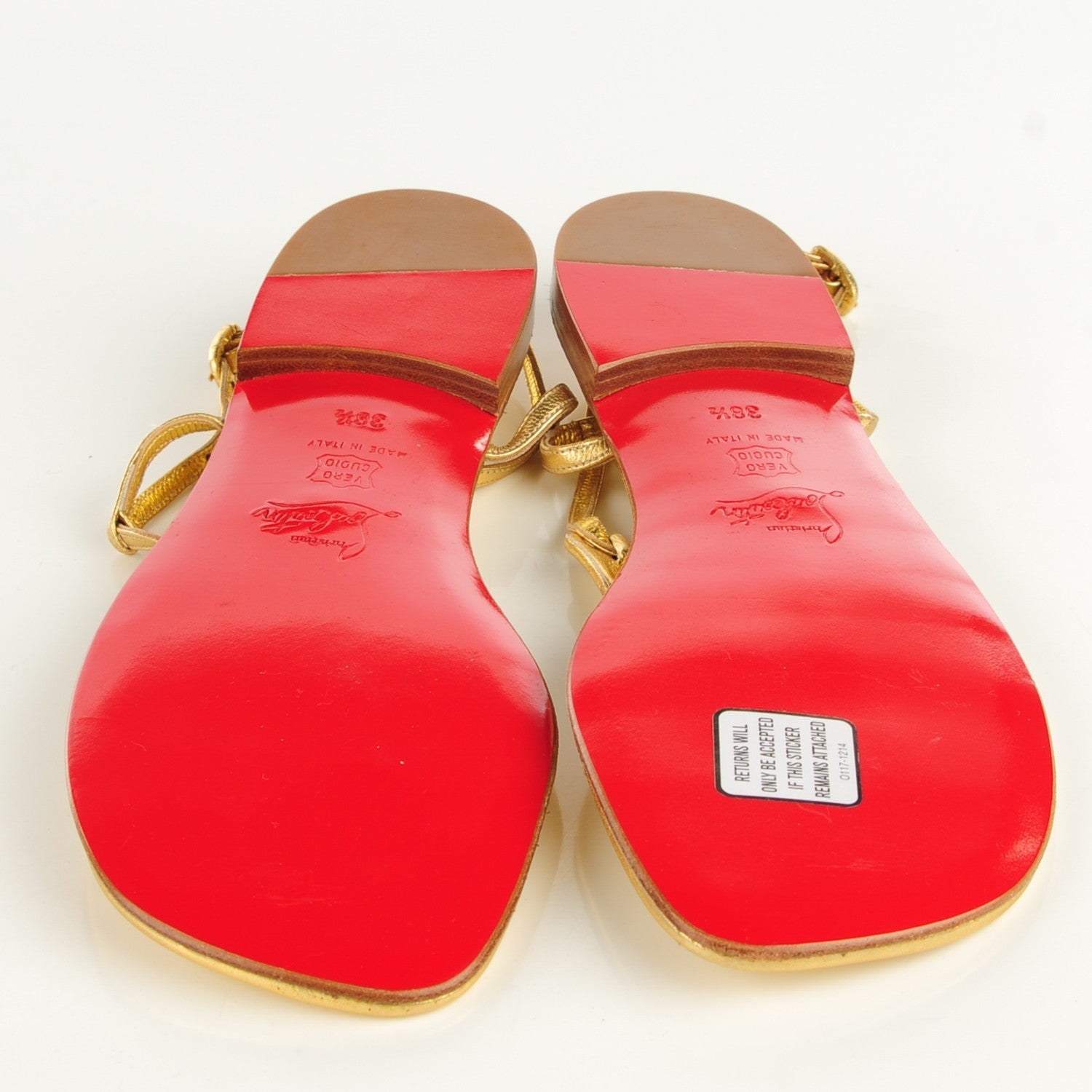 Christian Louboutin Metallic Flat Sandals 38.5 Gold 4 of 12