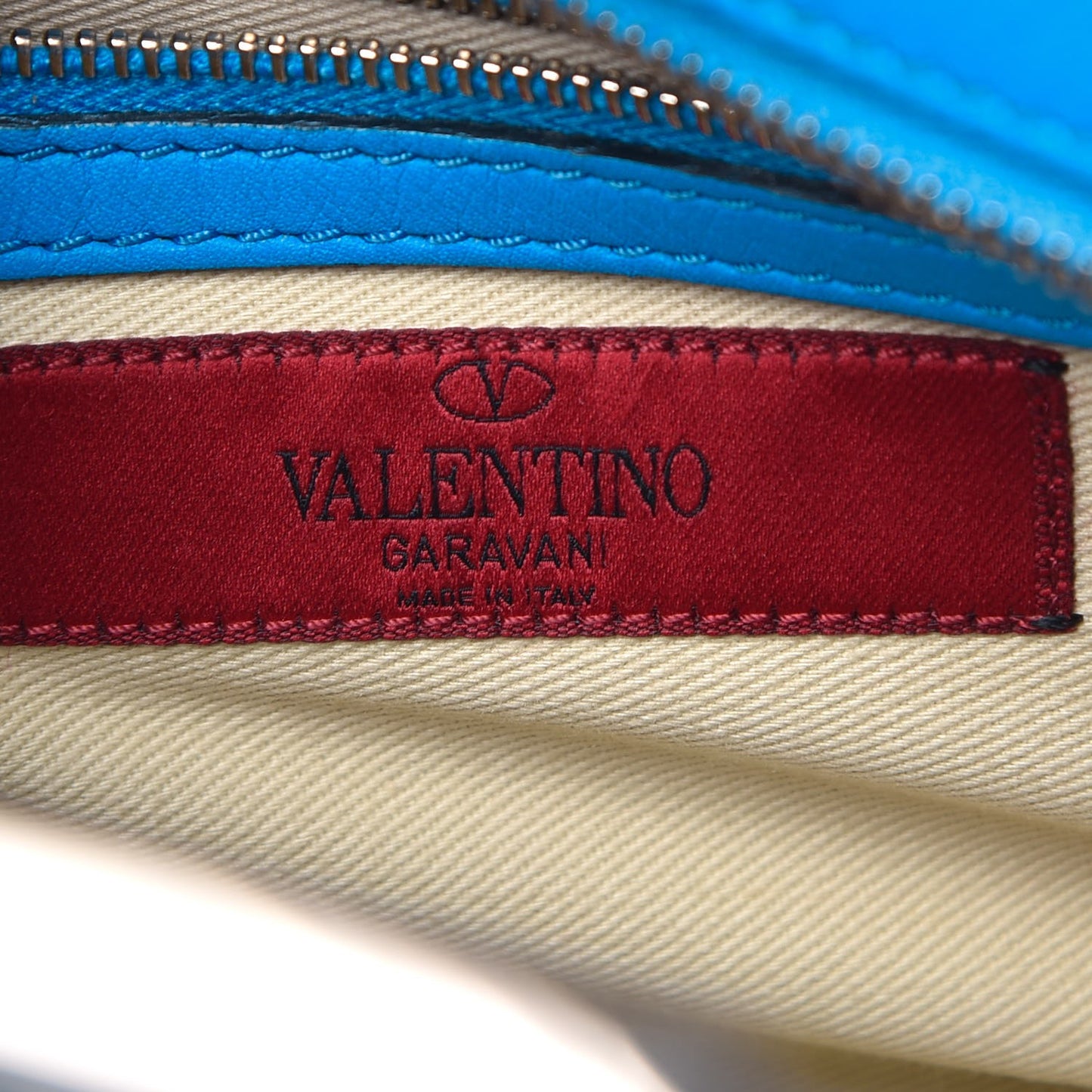 Vitello Mini Rockstud Double Handle Tote Blue Fluo