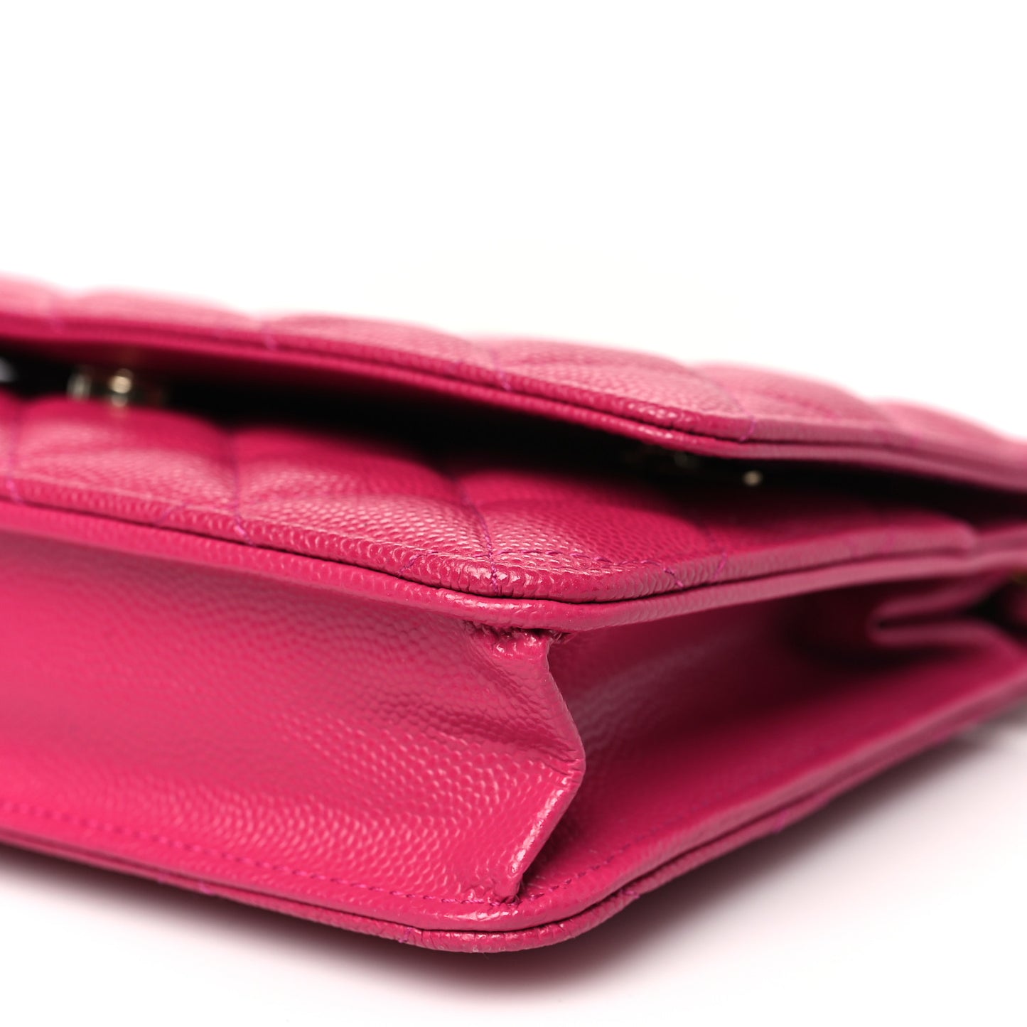 Caviar Quilted Wallet on Chain WOC Fuchsia