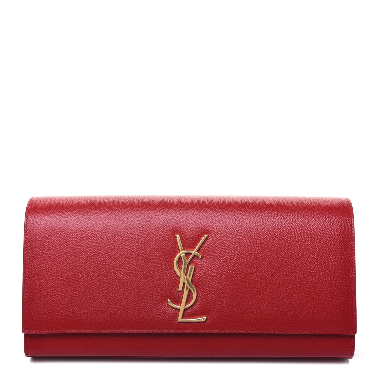 Saint Laurent Grain De Poudre Classic Monogram Cassandre Clutch New Red 1 of 15