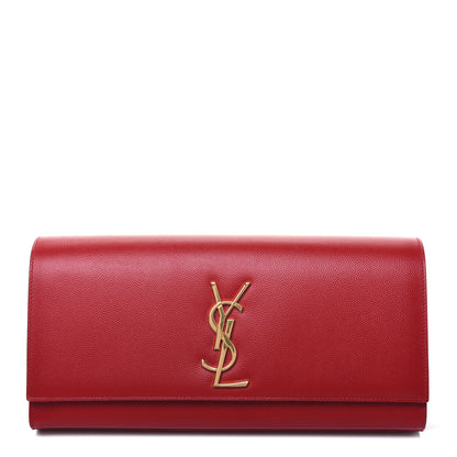 Saint Laurent Grain De Poudre Classic Monogram Cassandre Clutch New Red 1 of 15