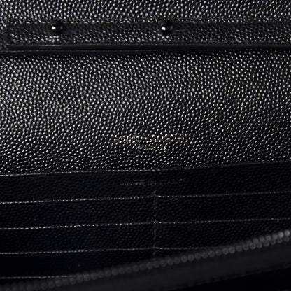 Saint Laurent Grain De Poudre Matelasse Chevron Monogram Chain Wallet Black 8 of 11