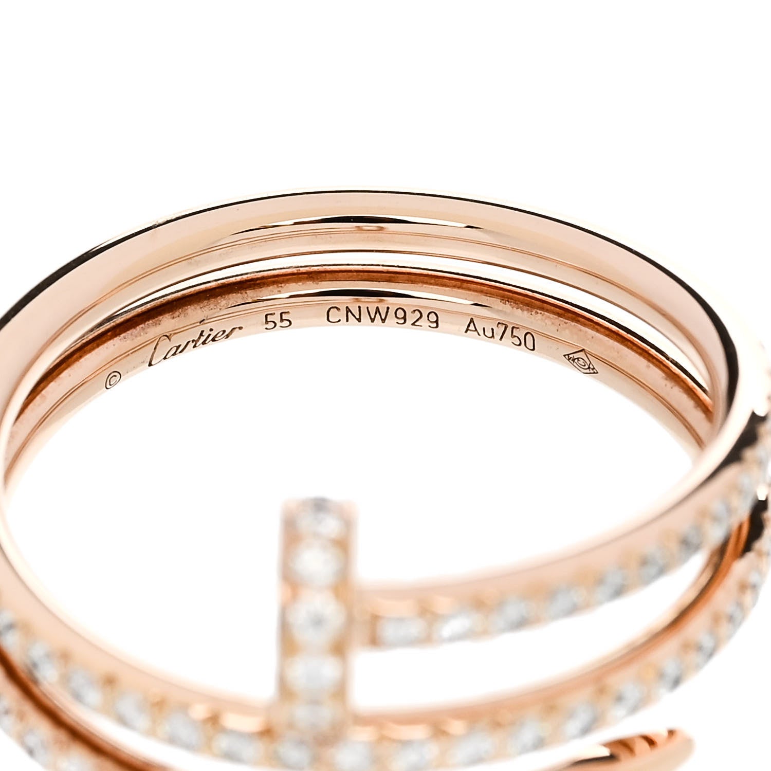 Cartier 18K Pink Gold Diamond Double Juste Un Clou Paved Ring 55 7.25 5 of 5
