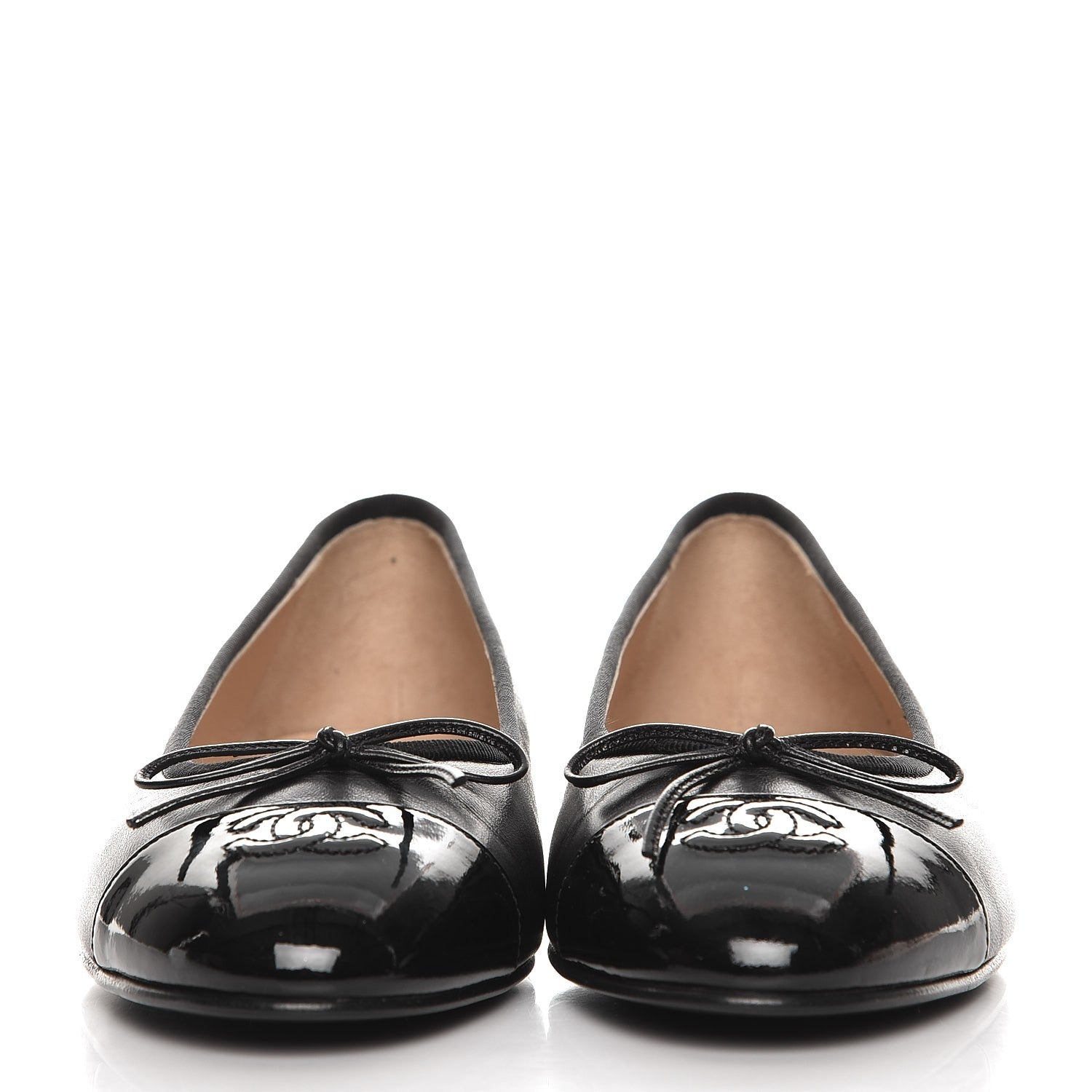 Chanel Lambskin Patent Cap Toe Ballerina Flats 40.5 Black 3 of 9
