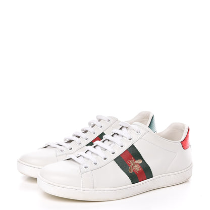 Gucci Calfskin Ayers Bee Embroidered Womens Ace Sneakers 39 White Green 3 of 12
