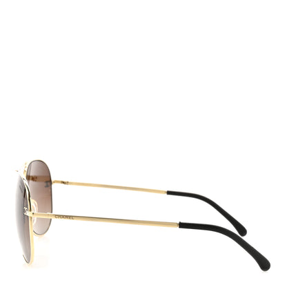 Chanel Aviator Polarized CC Sunglasses 4189-T-Q Gold 3 of 8
