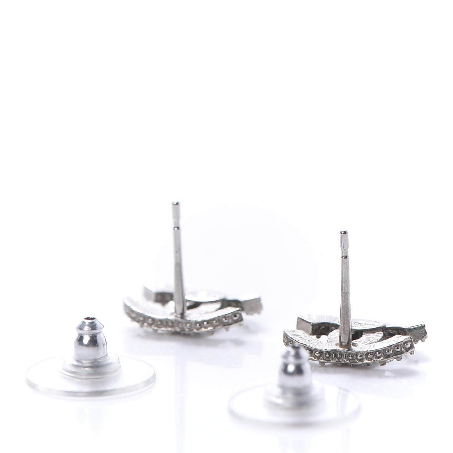 Chanel Crystal Mini Timeless CC Earrings Silver 5 of 10