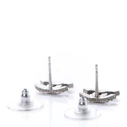 Chanel Crystal Mini Timeless CC Earrings Silver 5 of 10