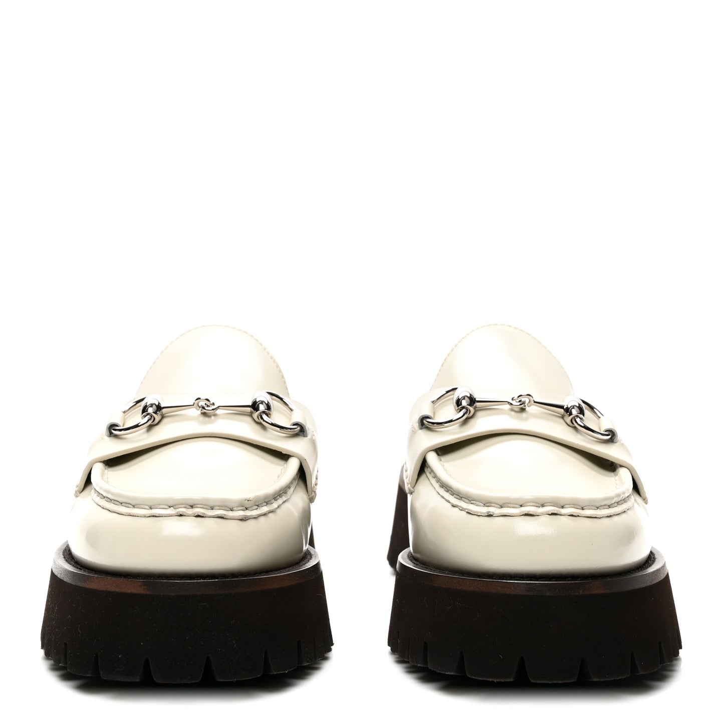 Cordovan Lux Horsebit Platform Mules 38 Mystic White