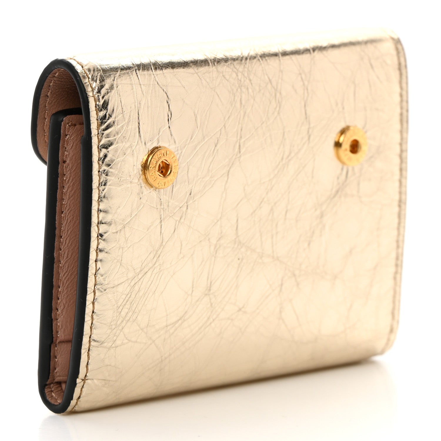 Valentino Garavani Metallic Crackle Effect Calfskin Small Loco Wallet Platino 6 of 10