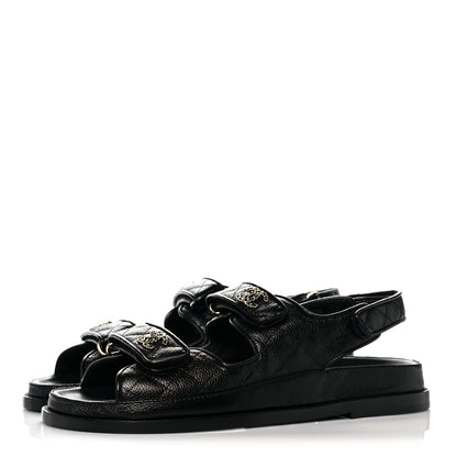 Chanel Grained Calfskin Velcro Dad Sandals 41 Black 3 of 8