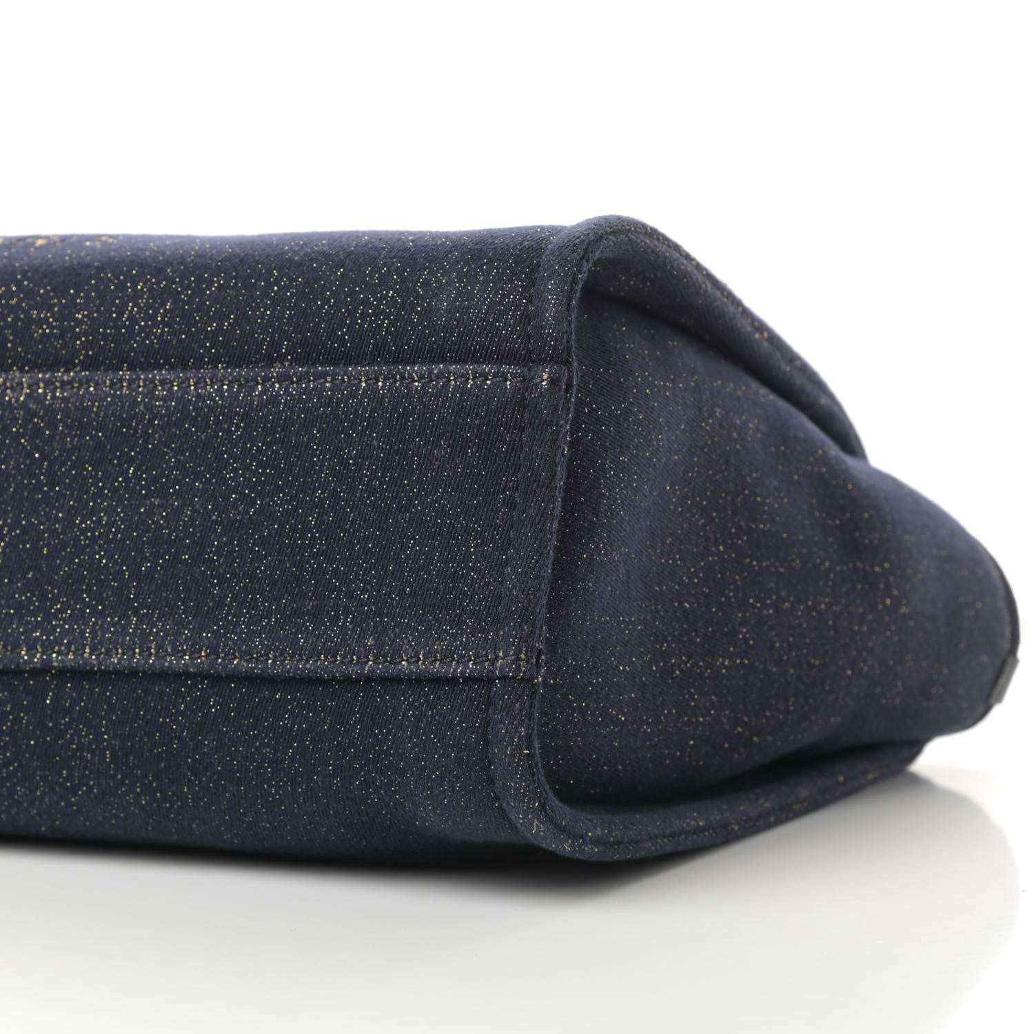 Chanel Lurex Canvas Small Deauville Tote Navy Blue Gold 10 of 12