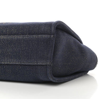 Chanel Lurex Canvas Small Deauville Tote Navy Blue Gold 10 of 12