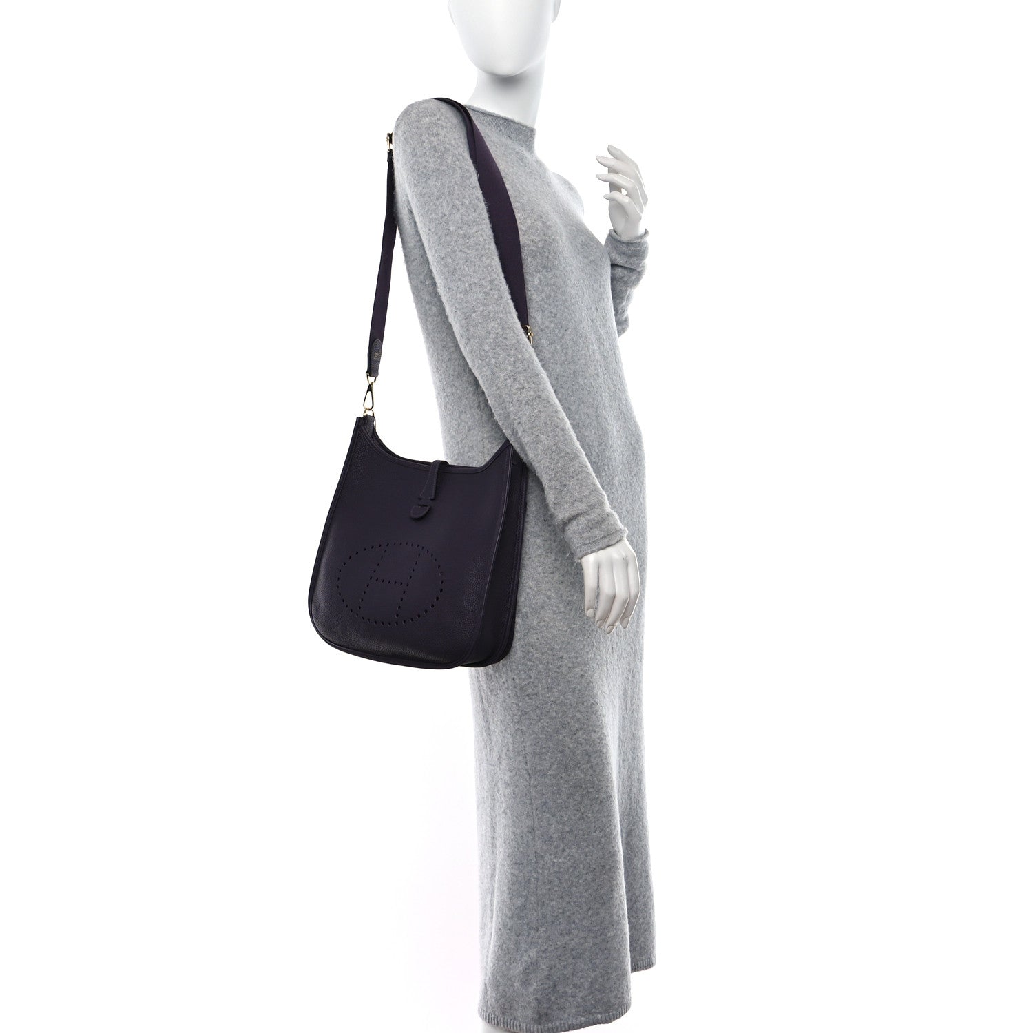 Hermes Taurillon Clemence Evelyne III PM Raisin 1 of 8