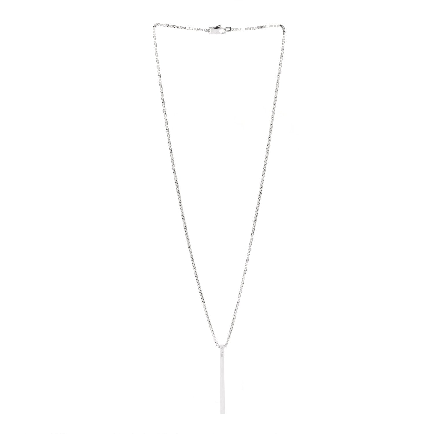 Gucci Sterling Silver Bar Pendant Necklace 2 of 5