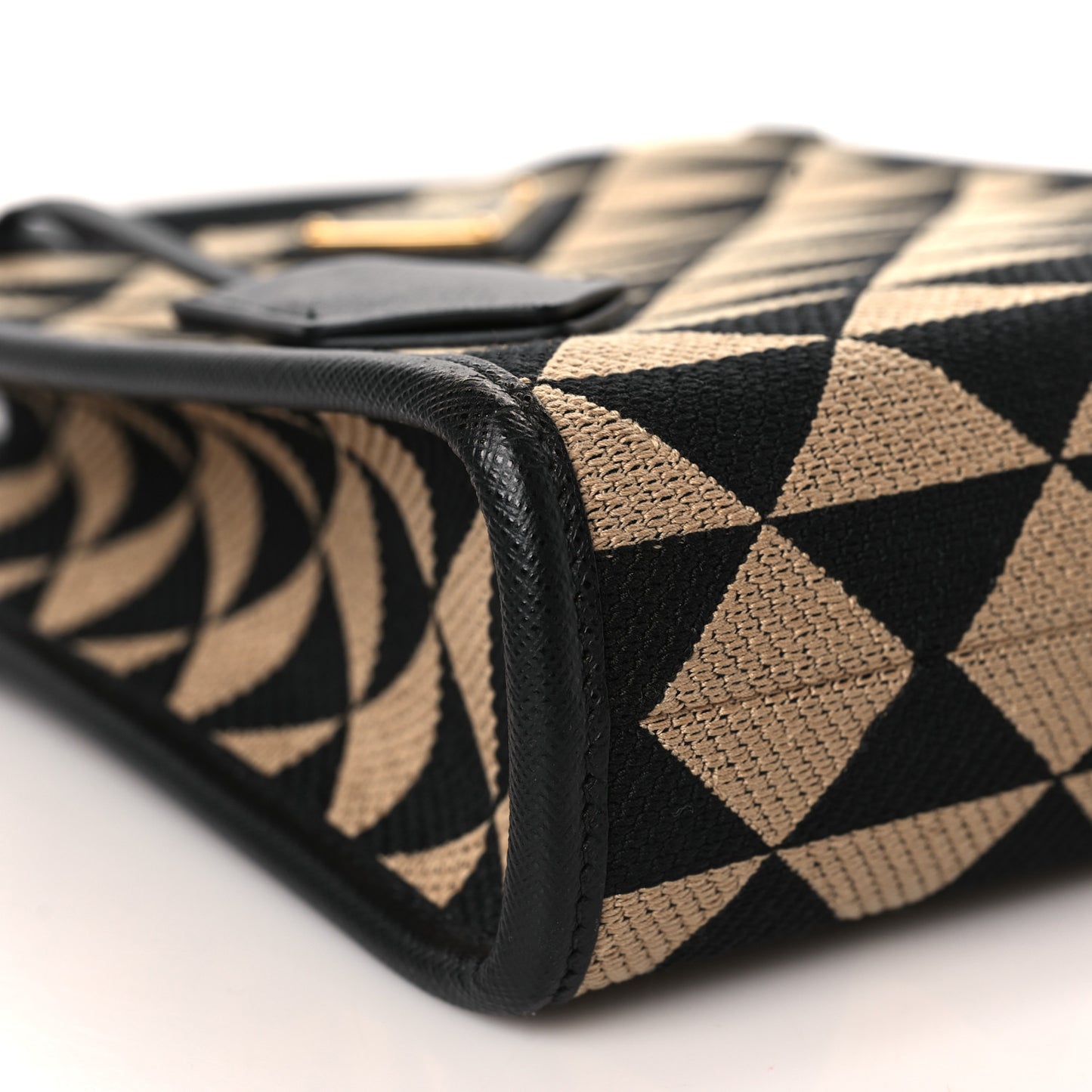 Jacquard Saffiano Triangolo Symbole Embroidered Micro Tote Black Corda