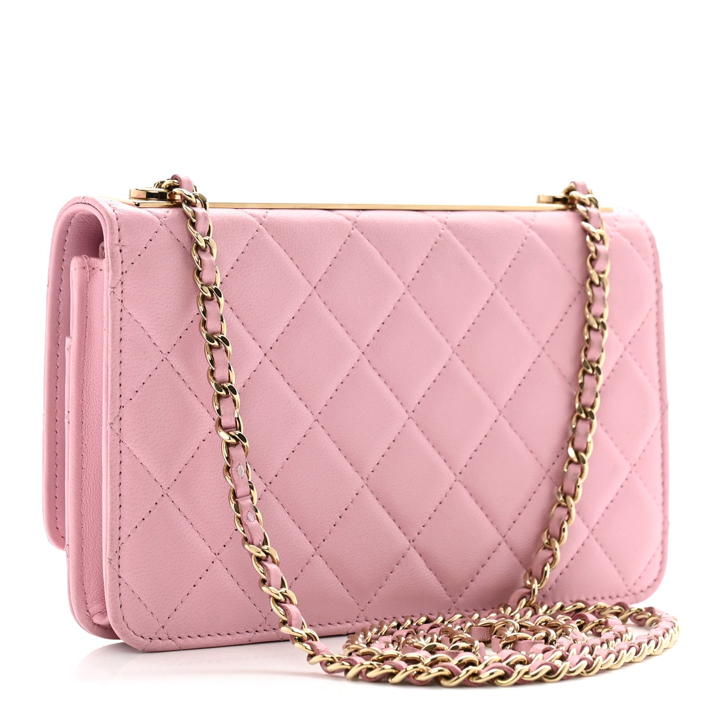 Chanel Lambskin Quilted Trendy CC Wallet On Chain WOC Pink 3 of 13