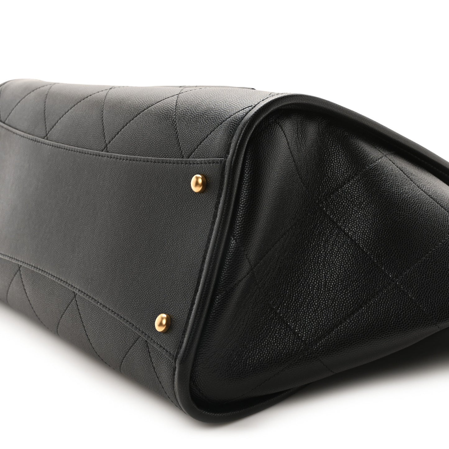 Caviar Stitched Pocket CC Large Tote Black