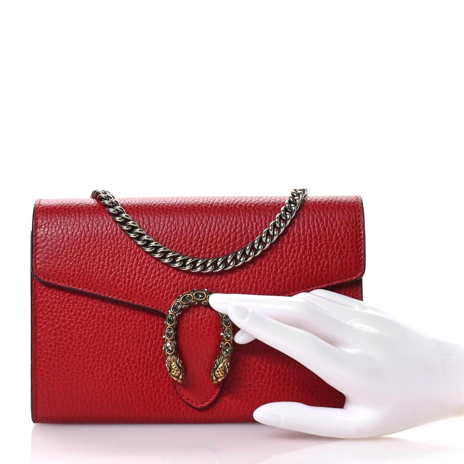 Gucci Calfskin Mini Dionysus Chain Wallet Hibiscus Red 2 of 12