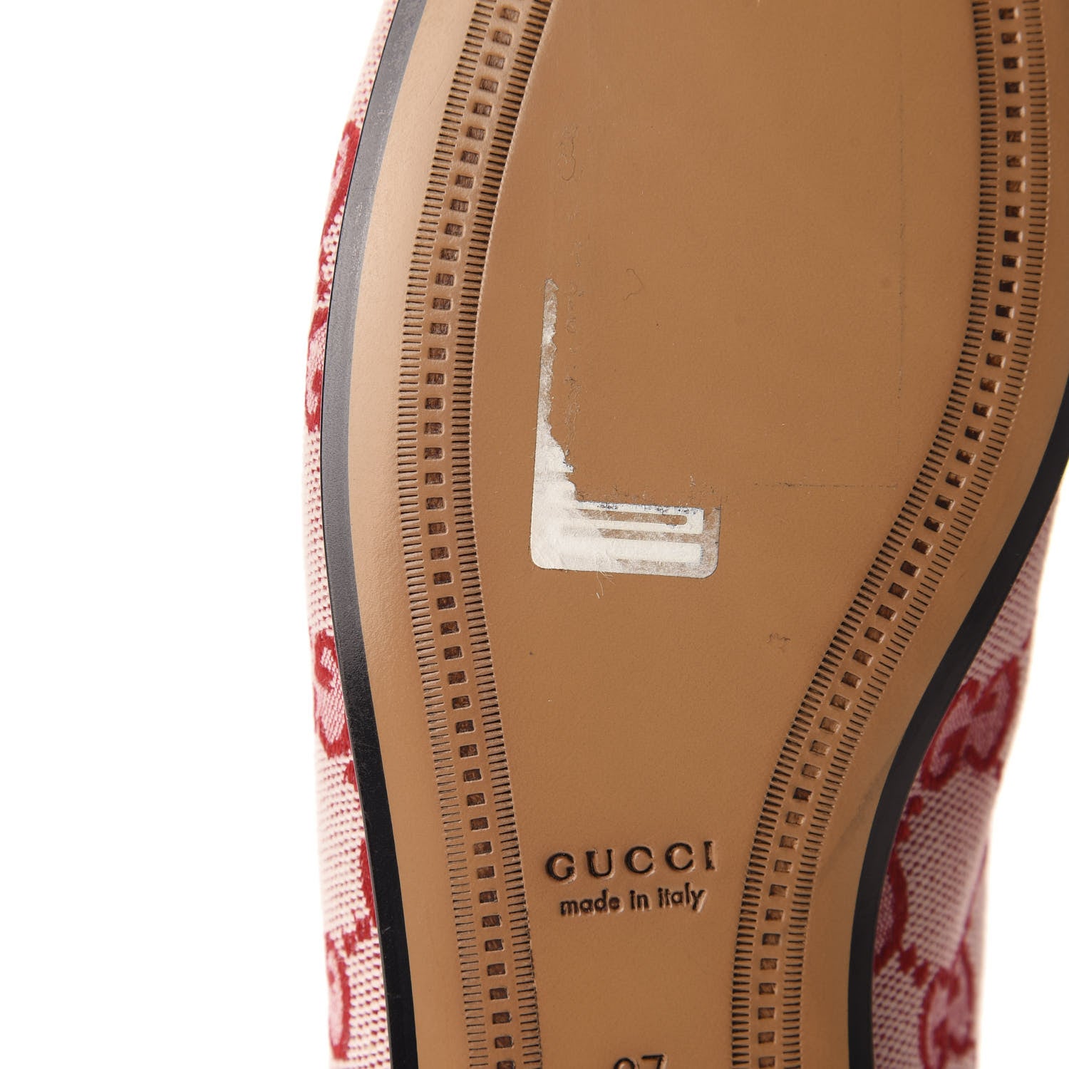 Gucci Canvas GG Monogram Horsebit Womens Jordaan Loafers 37 Gardenia Hibiscus Red 8 of 11