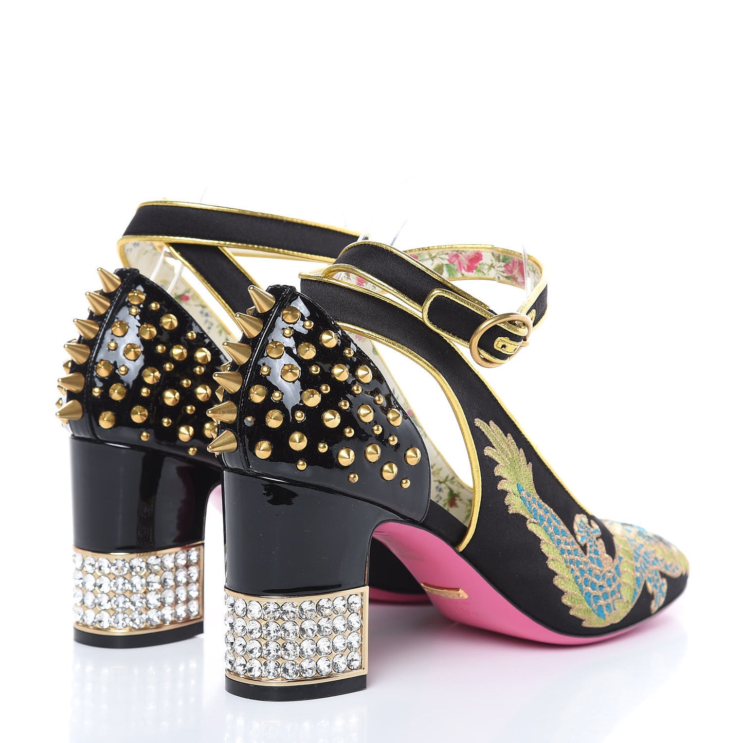 Satin Embroidered Dragon Caspar Pumps 39.5 Black