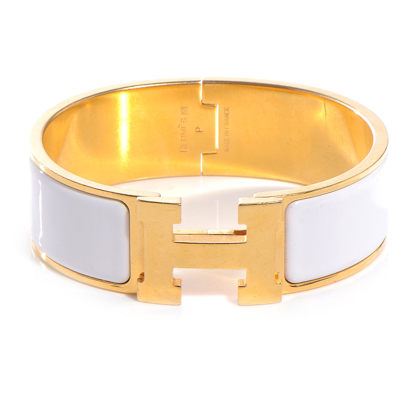 Enamel Wide Clic Clac H Bracelet PM White