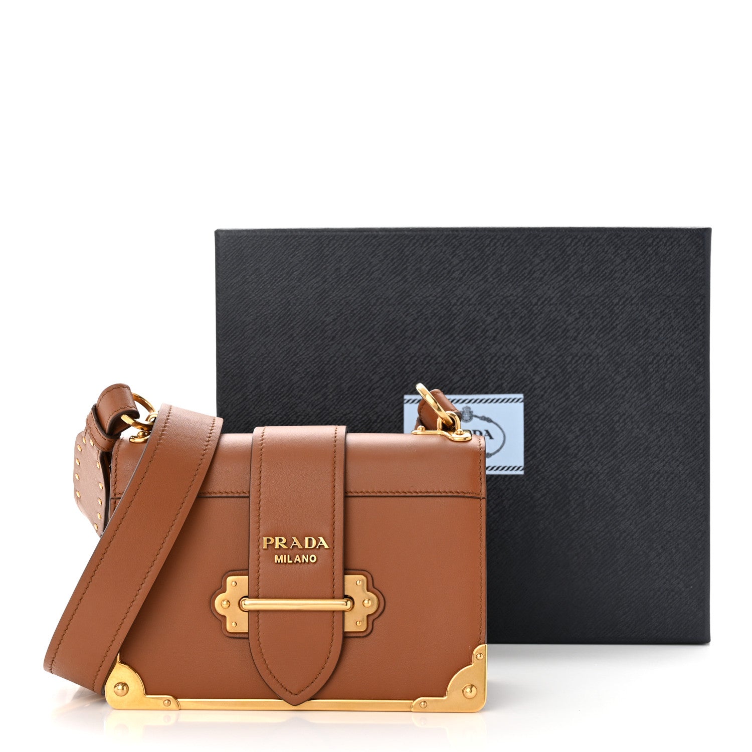 Prada City Calfskin Cahier Bag Cognac 11 of 11